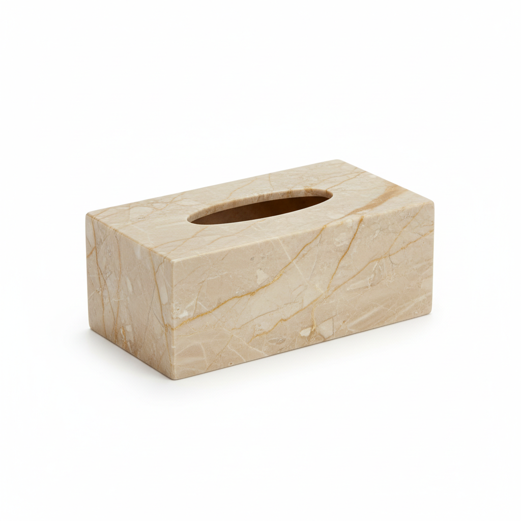 Beige Marble Tissue Box Cover
